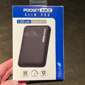 Pocket Juice Slim Pro 5,000mAh, Portable Power Bank and Charger, Dual USB Ports